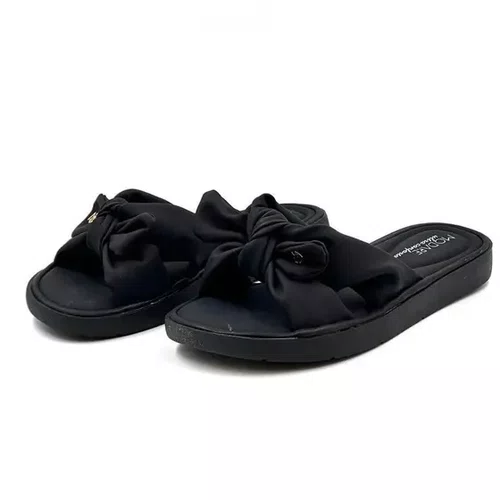 Sandalia Modare Slide Nobuck Feminino Preto com Lacinho Ultra Conforto