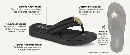 Sandalia Modare Ultra Conforto Feminino Preto Nobuck