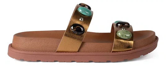 Sandália Papete Feminina Dakota Slide Namaste Conforto Bronze