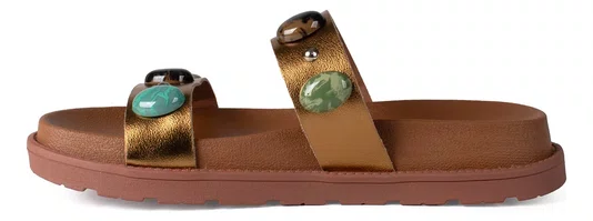 Sandália Papete Feminina Dakota Slide Namaste Conforto Bronze