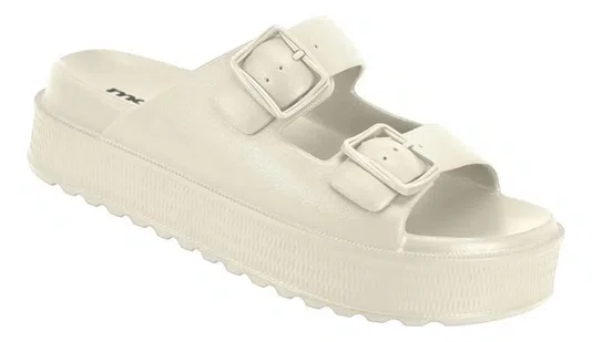 Sandalia Papete Moleca Birken Feminina Branco Off