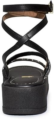 Sandália Plataforma Vizzano Feminino Tiras Strass Casual Preto