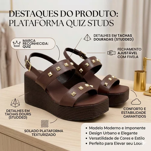 Sandalia Quiz Plataforma Casual Feminino Marrom