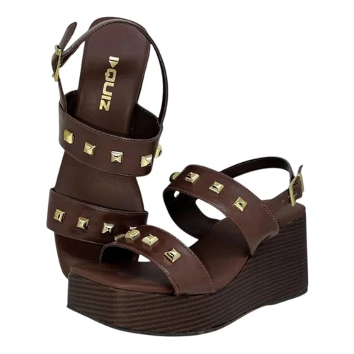 Sandalia Quiz Plataforma Casual Feminino Marrom
