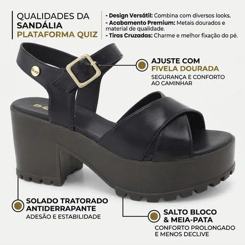 Sandalia Salto Plataforma Quiz Preto