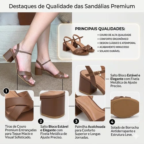 Sandalia Vizzano Salto Bloco Feminino Mocca