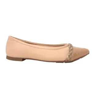 Sapatilha Modare Bico Fino Strass Bege