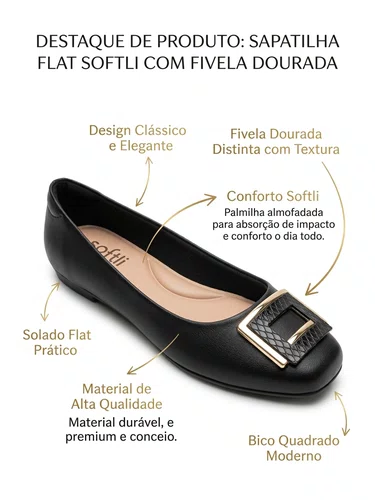 Sapatilha Softli Floater Lux Feminino Preto