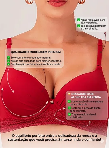 Sutiã Base Nayane Charme Com Bojo e Aro Renda e Microfibra