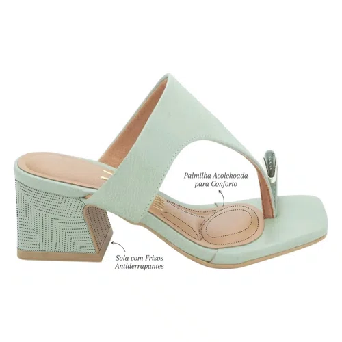 Tamanco Vizzano Salto Bloco Feminino Verde Luna