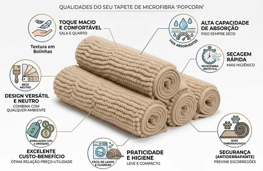 Tapete Bene Ksatex Microfibra Antiderrapante Bege