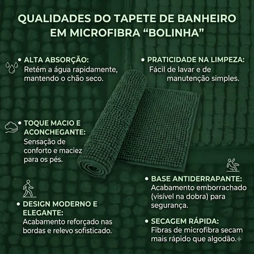 Tapete Bene Ksatex Microfibra Antiderrapante Verde