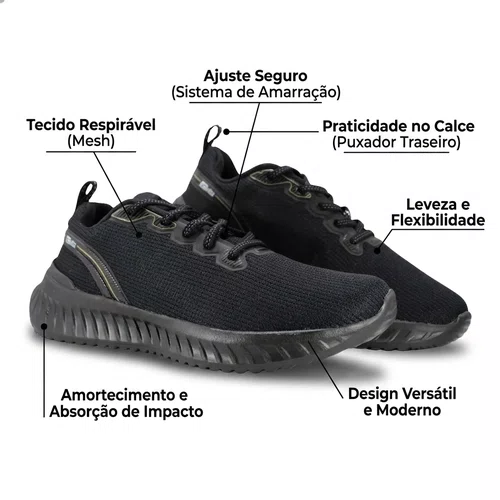 Tenis Actvitta Esportivo Masculino Preto/Dourado