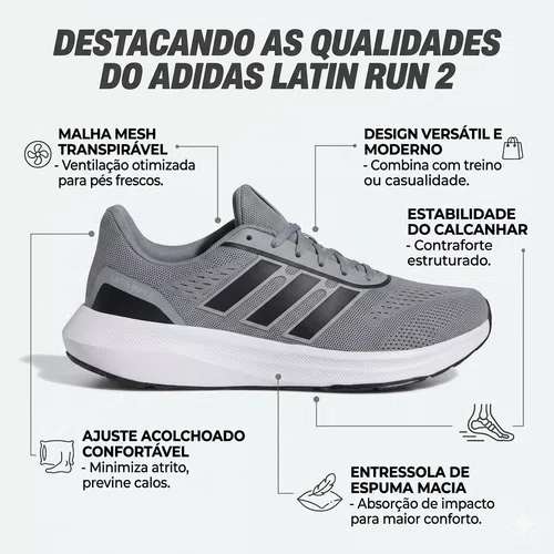 Tenis Adidas Latin Run Esportivo Cinza