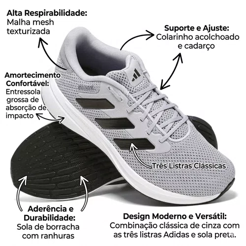 Tenis Adidas Response Runner Masculino Original Cinza/Preto