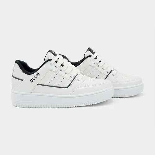 Tênis Casual Ollie Feminino Bliss Conforto Branco com Preto