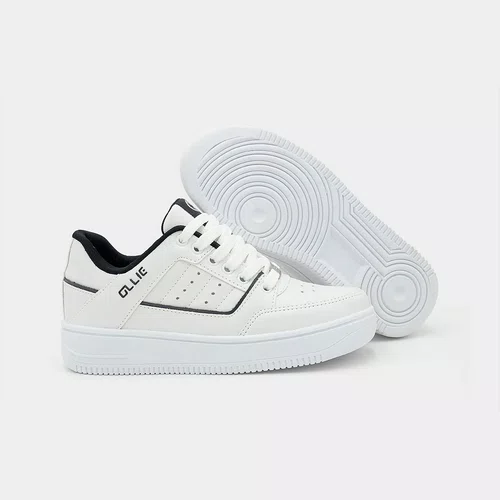 Tênis Casual Ollie Feminino Bliss Conforto Branco com Preto