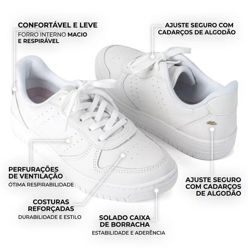 Tenis Dakota Casual Couro Feminino Branco
