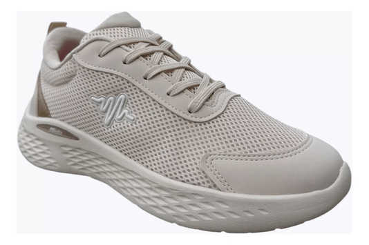 Tênis Feminino Confortável Actvitta Esportivo Creme/Dourado