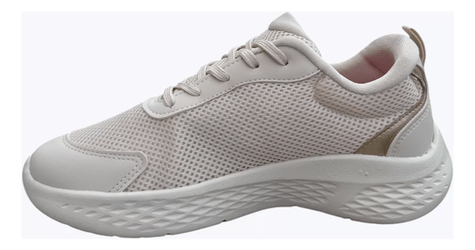 Tênis Feminino Confortável Actvitta Esportivo Creme/Dourado