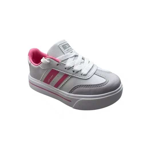 Tenis Infantil Feminino Adrun Slim Kids Branco/Chiclete