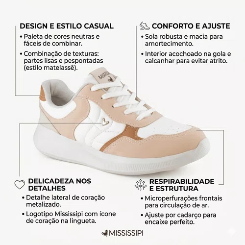 Tenis Mississipi Foggia Cotton Casual Feminino