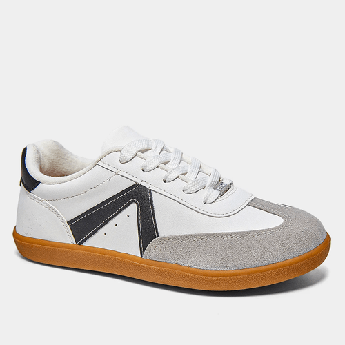 Tenis Vizzano Casual Unisex Branco com Detalhes Preto e Cinza