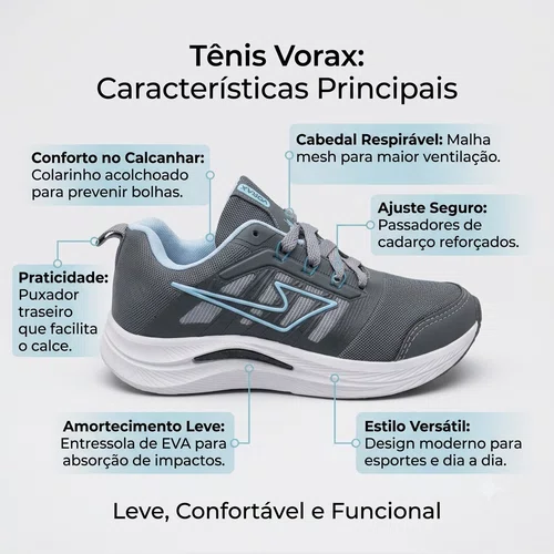 Tenis Vorax Infantil Grafite com Azul