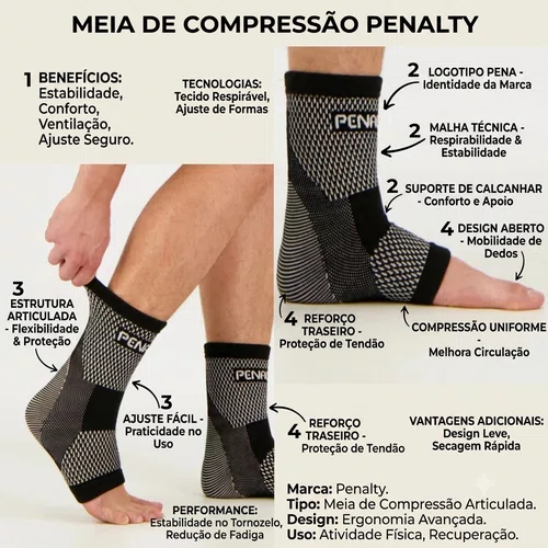 Tornozeleira Penalty Elastica Futebol Knit Xxiii
