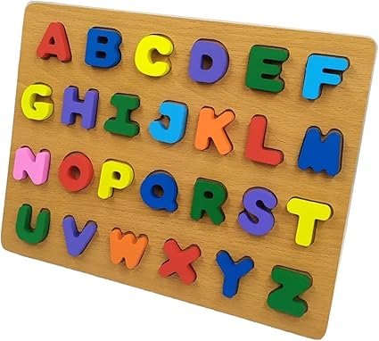 QUEBRA CABEÇA BRINQUEDO DIDÁTICO DE MADEIRA LETRA ALFABÉTICA COLORIDAS