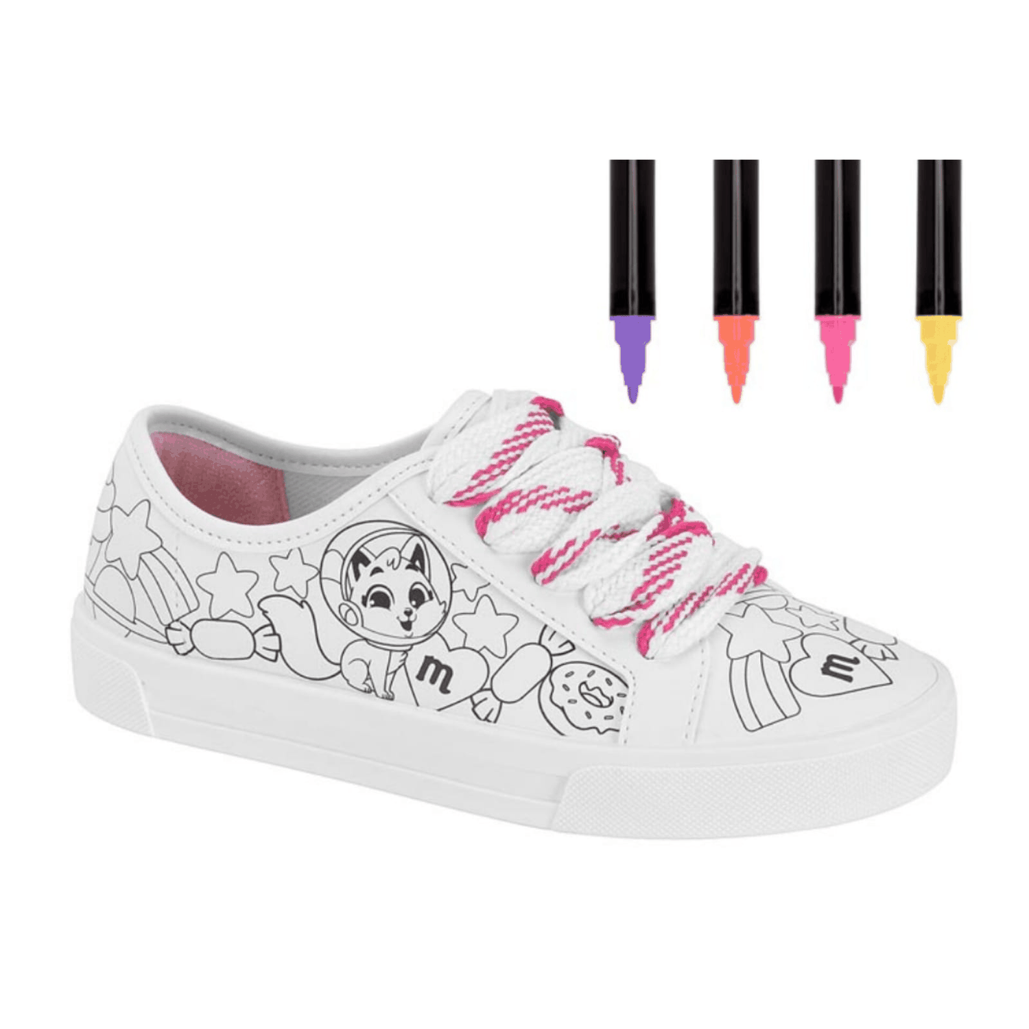 Tenis Infantil Molekinha Branco Desenhos para Colorir