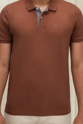 Camisa Polo Básica Masculina Ogochi Marrom