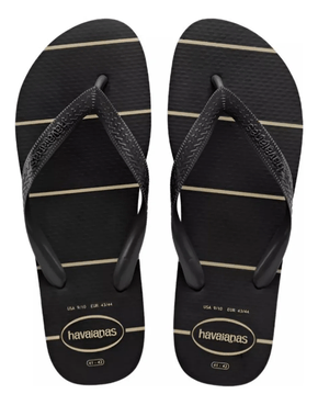 Chinelo Havaianas Color Essential Preto com Listras Brancas
