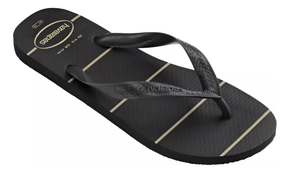 Chinelo Havaianas Color Essential Preto com Listras Brancas
