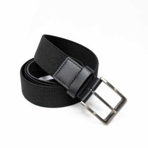 Cinto Fasolo Elástico Preto com Couro Liso