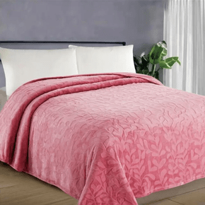 Cobertor Edredo Casal Queen Rosa com Folhagens ksatex