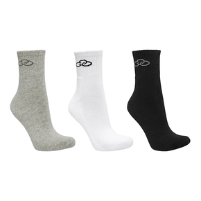 Kit Meia Cano Médio Olympikus 3 Pares - Branco+Cinza+Preto