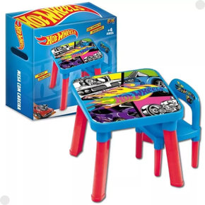 Mesinha Infantil com Cadeiras Hot Wheels