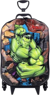 Mochila Infantil 3D Rodinha Tripla Diplomata Hulk