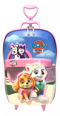 Mochila Infantil 3D Rodinha Tripla Diplomata Patrulha Canina Rosa