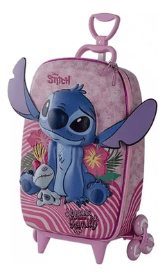 Mochila Infantil 3D Rodinha Tripla Diplomata Stitch