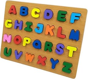 QUEBRA CABEÇA BRINQUEDO DIDÁTICO DE MADEIRA LETRA ALFABÉTICA COLORIDAS