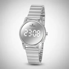 Relogio Champion Digital Feminino Prata Espelhado