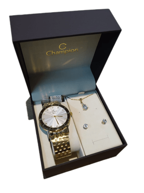 Relógio CHAMPION KIT feminino branco dourado strass