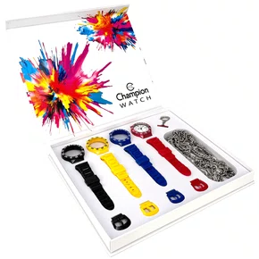 Relogio Champion Original Troca Pulseiras Fundo Preto