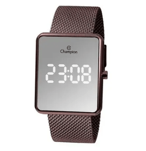 Relógio Champion Quadrado Digital Led Cobre Tela Espelhada