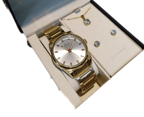 Relógio Kit Champion Feminino Dourado + Conjunto de Brincos e Cordão