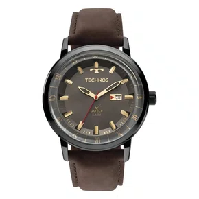 Relogio Technos Masculino Golf Grafite Couro Marrom Original