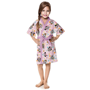 Roupão Infantil Aveludado Minnie e Margarida Rosa
