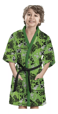 Roupão Infantil Lepper Minecraft 55% Algodão Verde